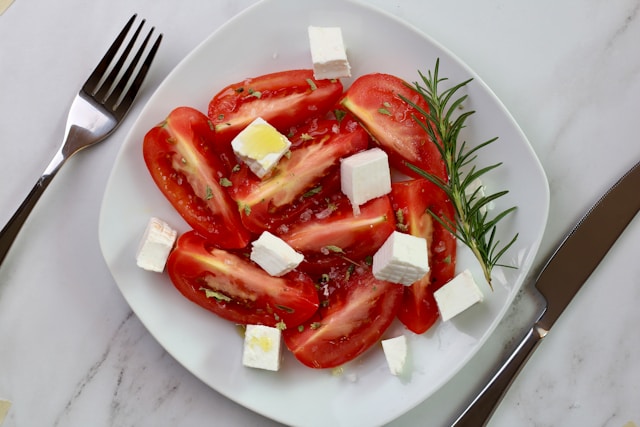 greek food - tomatoes with feta cheese